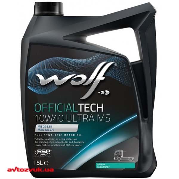 Моторное масло WOLF OFFICIALTECH 10W-40 ULTRA MS 5л