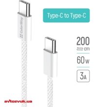 Кабель USB ColorWay Type-C - Type-C PD Fast Charging 60W 3А 2м сірий CW-CBPDCC068-GR 2 из 3