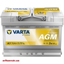 Автомобільний акумулятор VARTA 6СТ-70 Silver Dynamic AGM (E39) (A7) 570 901 076