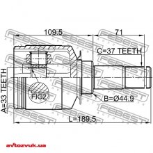 Шарнір рівних кутових швидкостей Febest 1611-164LH 2 из 2