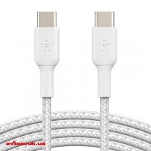 Кабель USB Belkin USB-С-USB-С BRAIDED 1м white CAB004BT1MWH